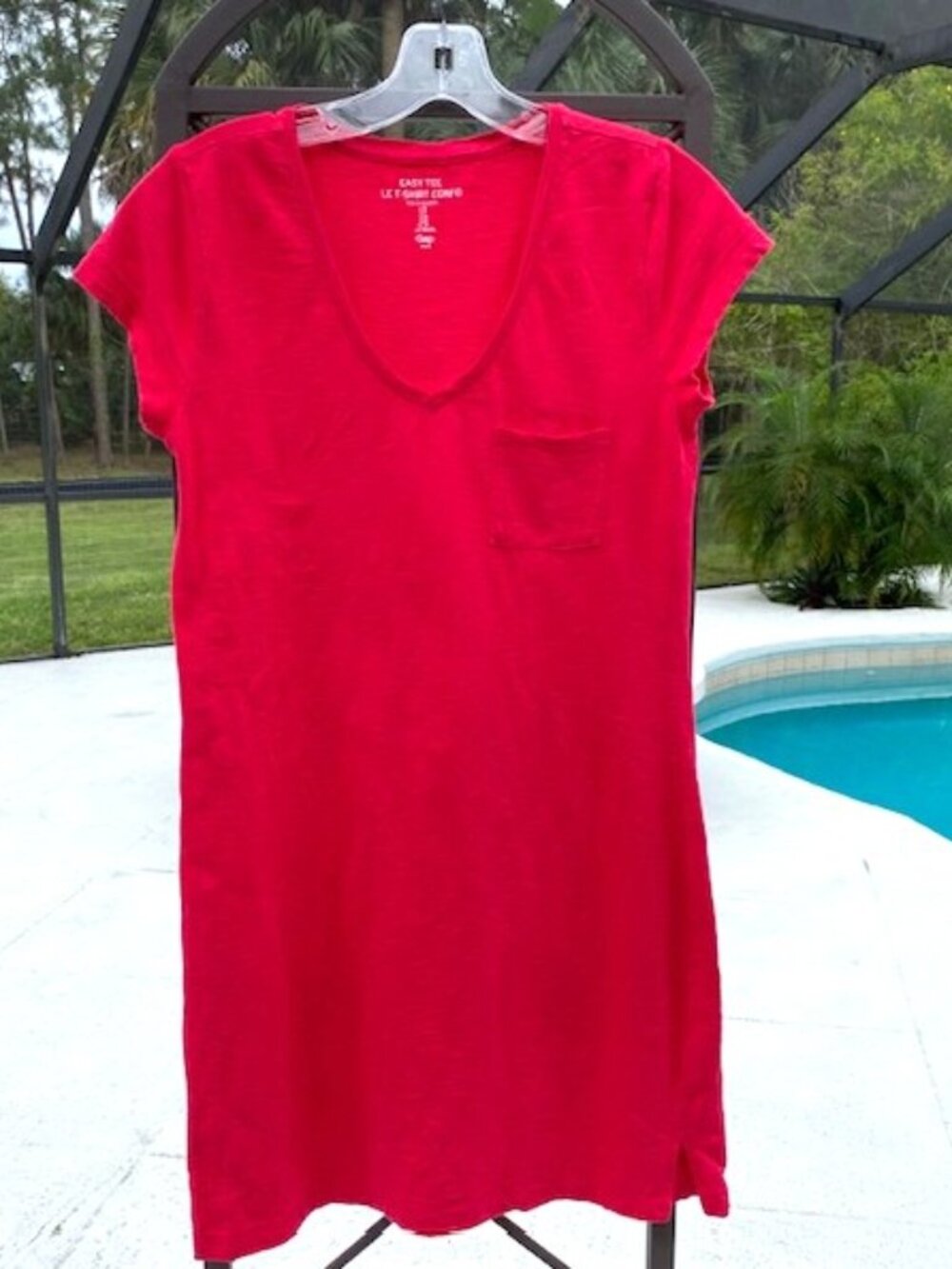 GAP Dress Women's T Shirt Pull On 100% Cotton V Neck Short Sleeve Small Red